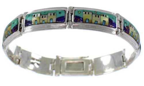 Native American Design Turquoise Multicolor Link Bracelet GS62433