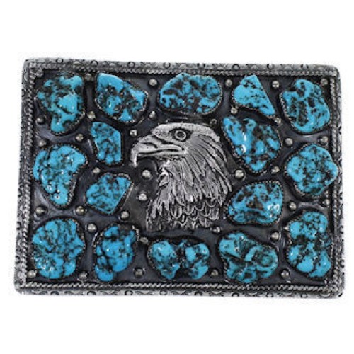 Sterling Silver Eagle Turquoise Southwestern Belt Buckle PS70757