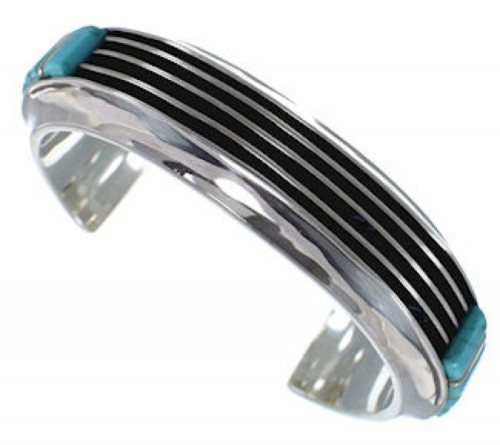 Sterling Silver Southwest Turquoise Inlay Cuff Bracelet EX27427