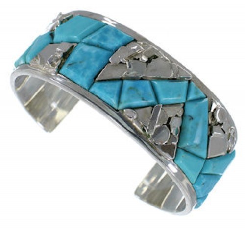 Sterling Silver Turquoise Inlay Southwest Bracelet CW64900