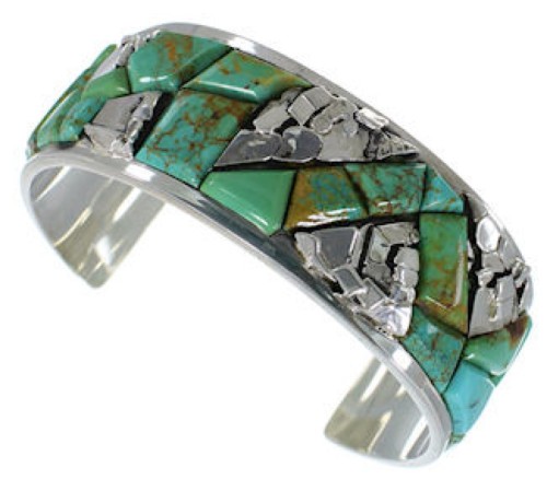 Southwest Turquoise Inlay Sterling Silver Bracelet CW64862