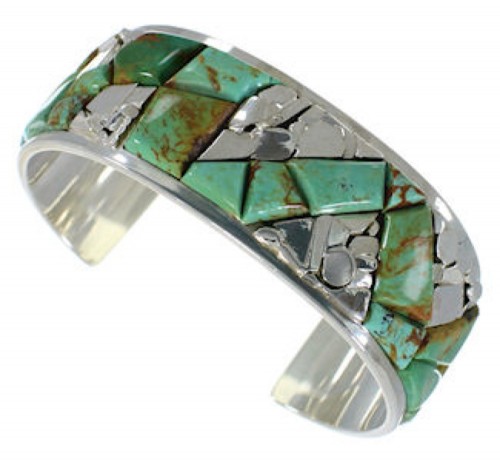 Genuine Sterling Silver Turquoise Inlay Cuff Bracelet CW64884