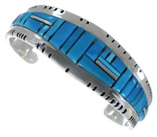 Sterling Silver Southwestern Jewelry Turquoise Cuff Bracelet EX27412