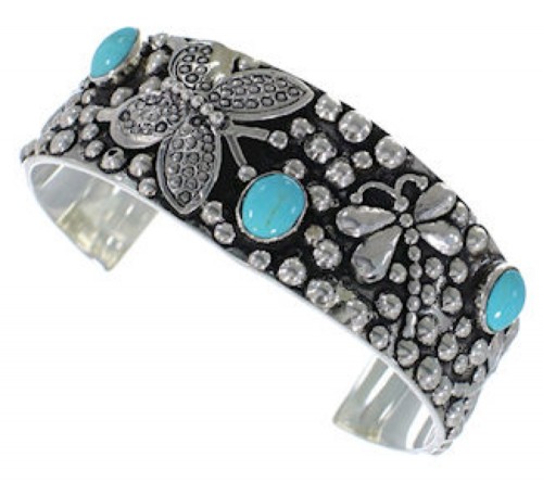 Turquoise Silver Southwest Butterfly Dragonfly Bracelet FX27152