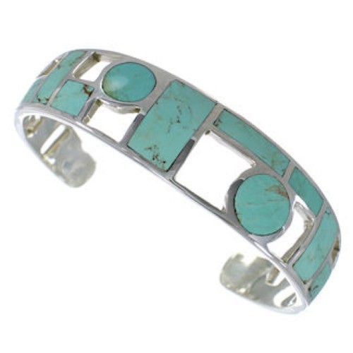 Sterling Silver Turquoise Inlay Jewelry Cuff Bracelet MX27354