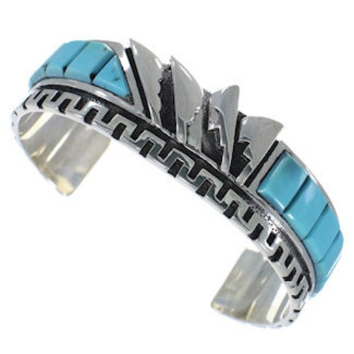 Turquoise Inlay Sterling Silver Cuff Bracelet Jewelry BW66313 