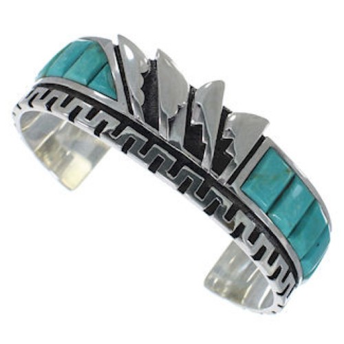 Turquoise Silver Inlay Cuff Bracelet Jewelry BW66372