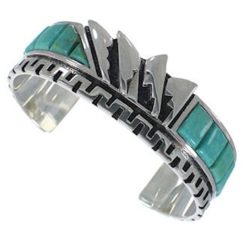 Southwest Turquoise Silver Inlay Cuff Bracelet BW66373