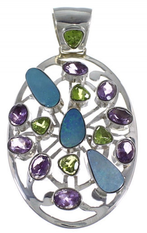 Silver Pendant Southwest Multicolor Jewelry GS61267