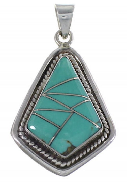 Genuine Sterling Silver And Turquoise Slide Pendant EX29604
