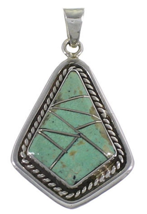 Sterling Silver And Turquoise Inlay Slide Pendant EX29596