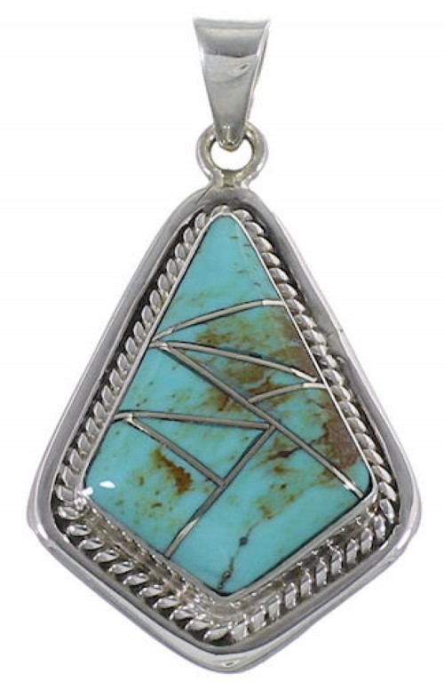 Southwest Sterling Silver And Turquoise Slide Pendant EX29605