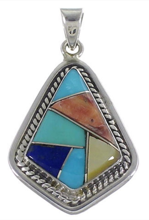 Multicolor Southwestern Silver Pendant Jewelry EX29609