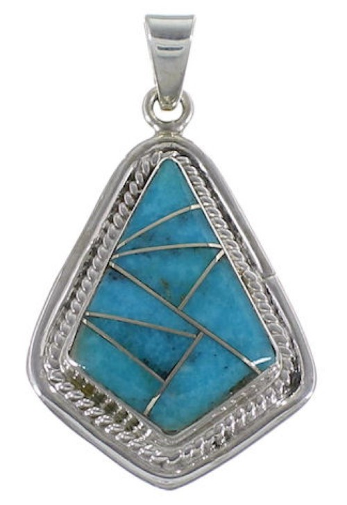 Turquoise Southwestern Jewelry Silver Pendant EX29584