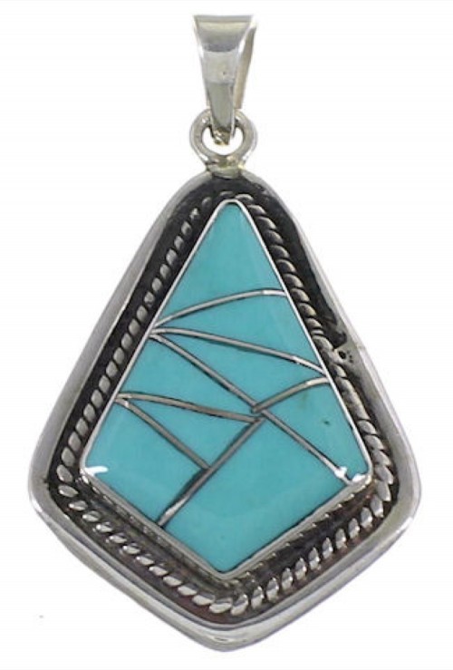 Turquoise Inlay Southwestern Slide Pendant Jewelry EX29597