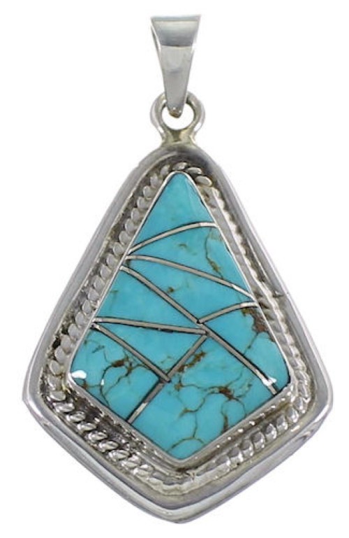 Southwest Turquoise And Silver Pendant EX29603