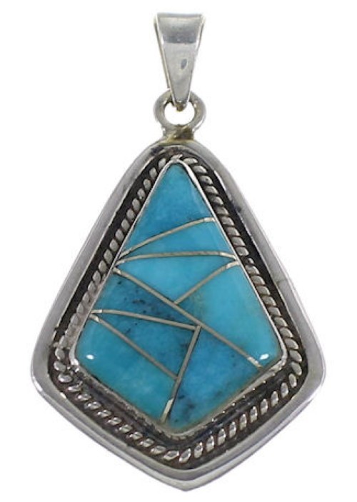 Southwestern Turquoise Jewelry Silver Pendant EX29585