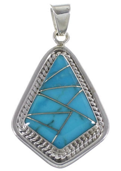 Sterling Silver And Turquoise Inlay Slide Pendant EX29590