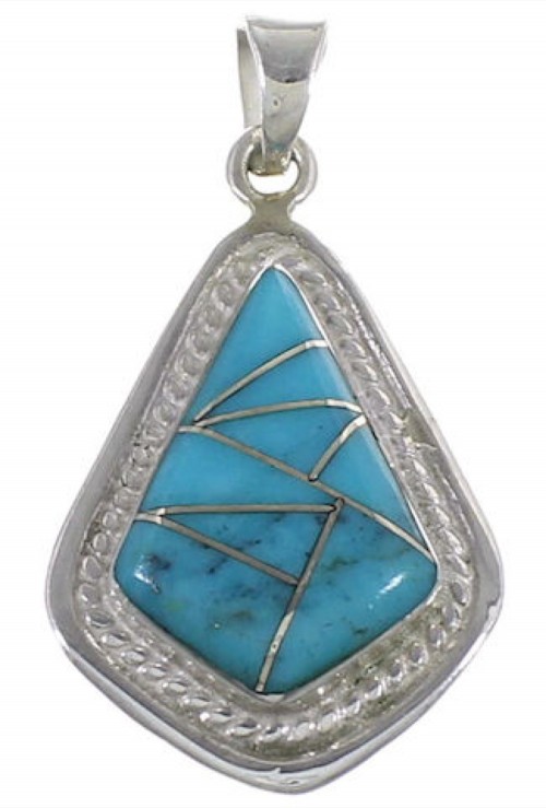 Turquoise And Silver Pendant Southwestern Jewelry IS58554