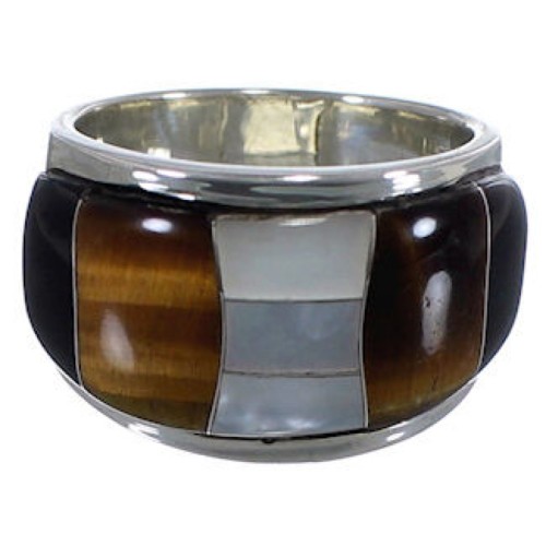 Whiterock Sterling Silver Tiger Eye Multicolor Ring Size 6-1/2 HS35044
