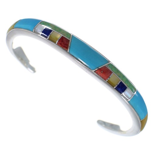 Multicolor And Authentic Sterling Silver Southwestern Bracelet TX40268