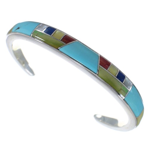 Multicolor Southwest Authentic Sterling Silver Bracelet TX40269