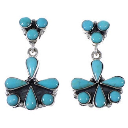  Southwestern Turquoise Genuine Sterling Silver Earrings BW62569