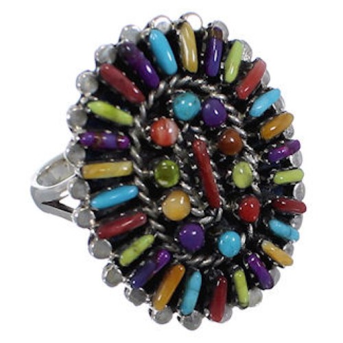 Turquoise Multicolor Genuine Sterling Silver Ring Size 5-3/4 AS36155
