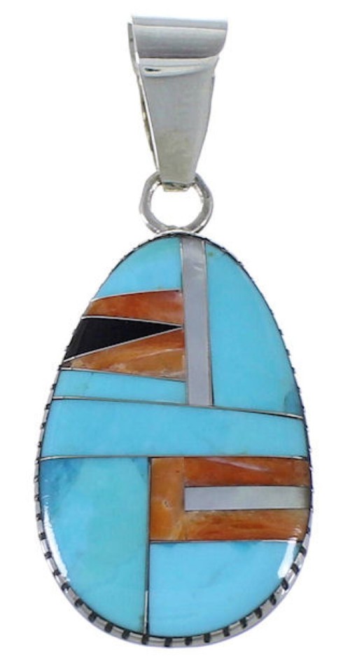 Sterling Silver Multicolor Turquoise Jewelry Slide Pendant RS42751