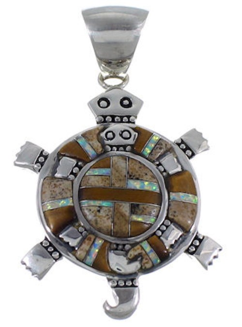 Southwest Turtle Multicolor Inlay Jewelry Pendant PX29422