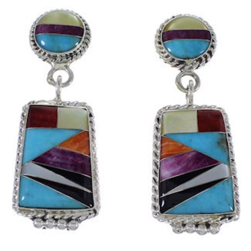 Post Dangle Multicolor Sterling Silver Earrings JW63165