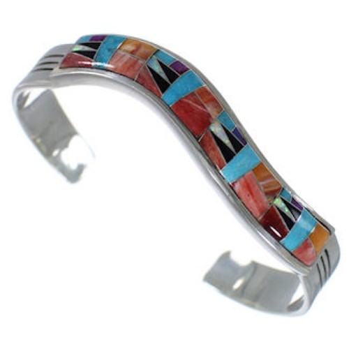 Multicolor Sterling Silver Turquoise Jewelry Cuff Bracelet AW70307