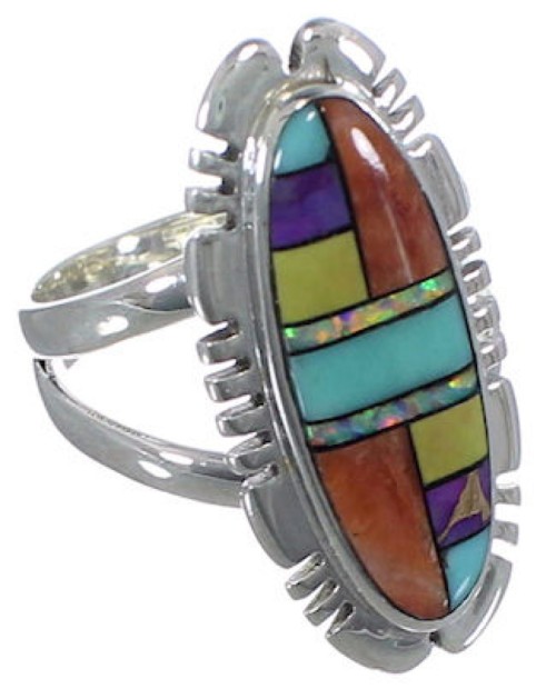 Sterling Silver Multicolor Southwest Ring Size 5-3/4 TX38167