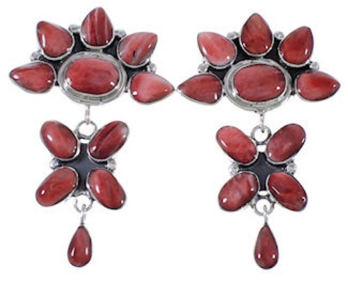 Genuine Sterling Silver Southwestern Red Oyster Earrings BW62562