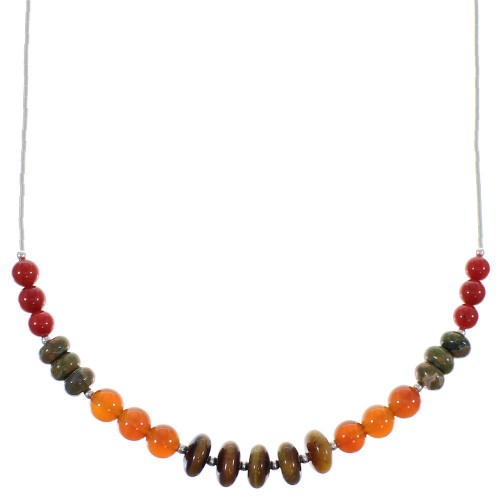 Multicolor Bead Liquid Silver Necklace PX40926