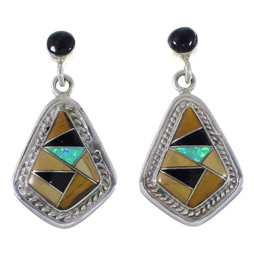 Multicolor Inlay And Sterling Silver Earrings EX41215