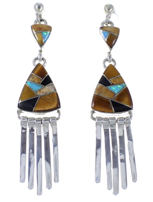 Multicolor Inlay And Sterling Silver Earrings EX41006