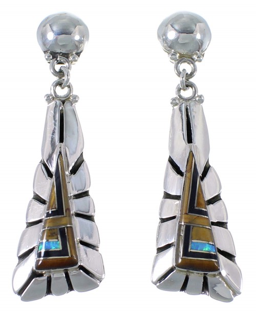 Genuine Sterling Silver And Multicolor Earrings EX41012