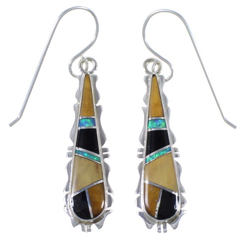 Multicolor Inlay And Sterling Silver Earrings EX41065