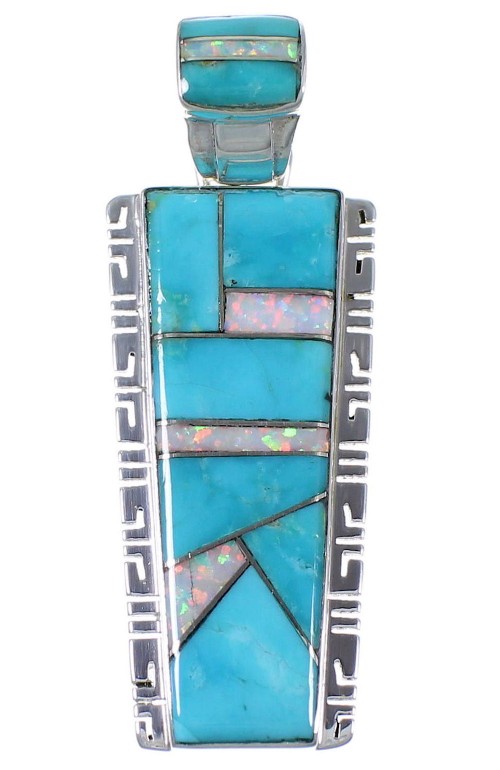 Turquoise And Opal Inlay Southwestern Pendant PX41523