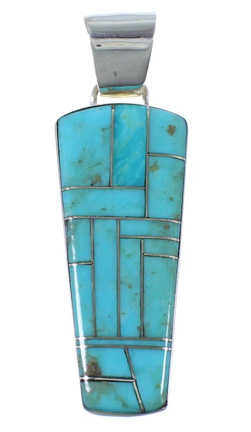 Turquoise Inlay Authentic Sterling Silver Pendant PX41764