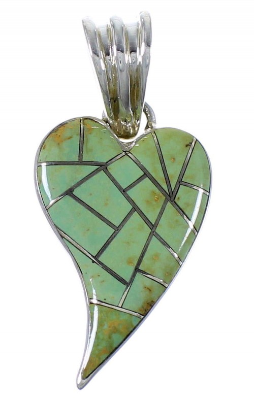 Turquoise Inlay Silver Heart Pendant PX41814