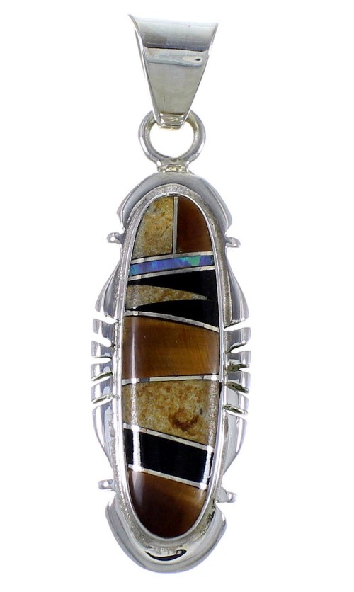 Southwest Sterling Silver And Multicolor Pendant PX41912