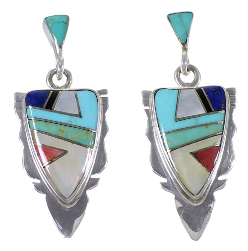 Multicolor Inlay And Silver Southwest Earrings EX44495