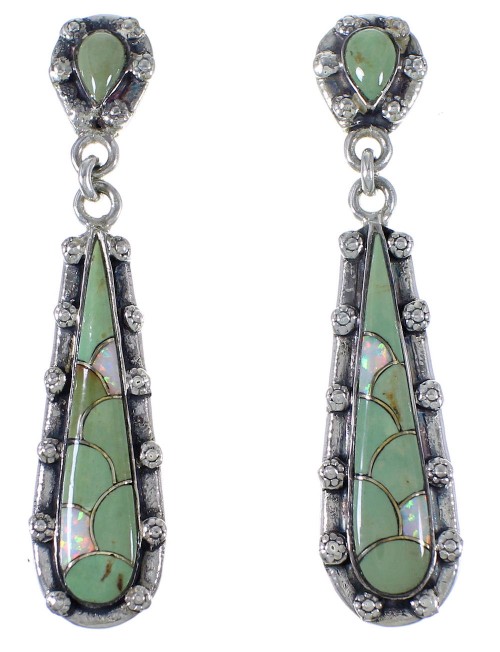 Turquoise And Opal Southwestern Earrings EX41085