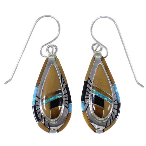 Tiger Eye And Multicolor Inlay Earrings EX41125