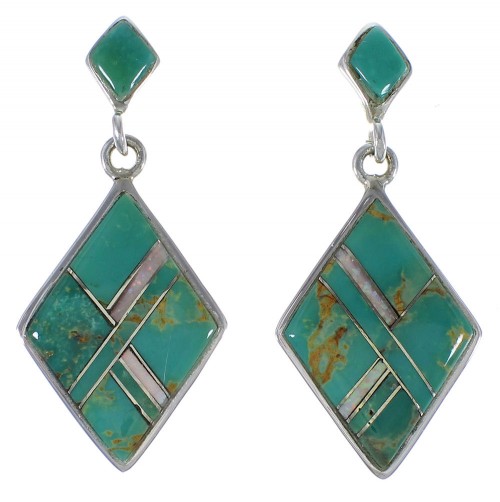 Sterling Silver Turquoise And Opal Inlay Earrings EX44787