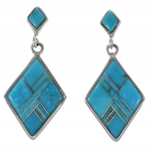 Genuine Sterling Silver Turquoise Inlay Earrings EX44794