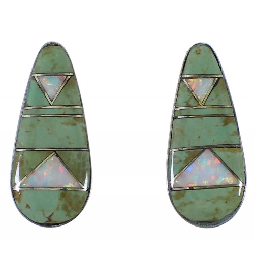 Sterling Silver Turquoise And Opal Inlay Earrings EX44829