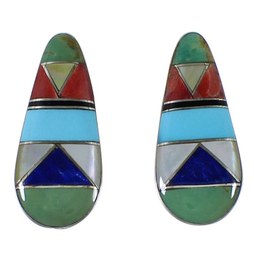 Multicolor Inlay And Sterling Silver Earrings EX44844